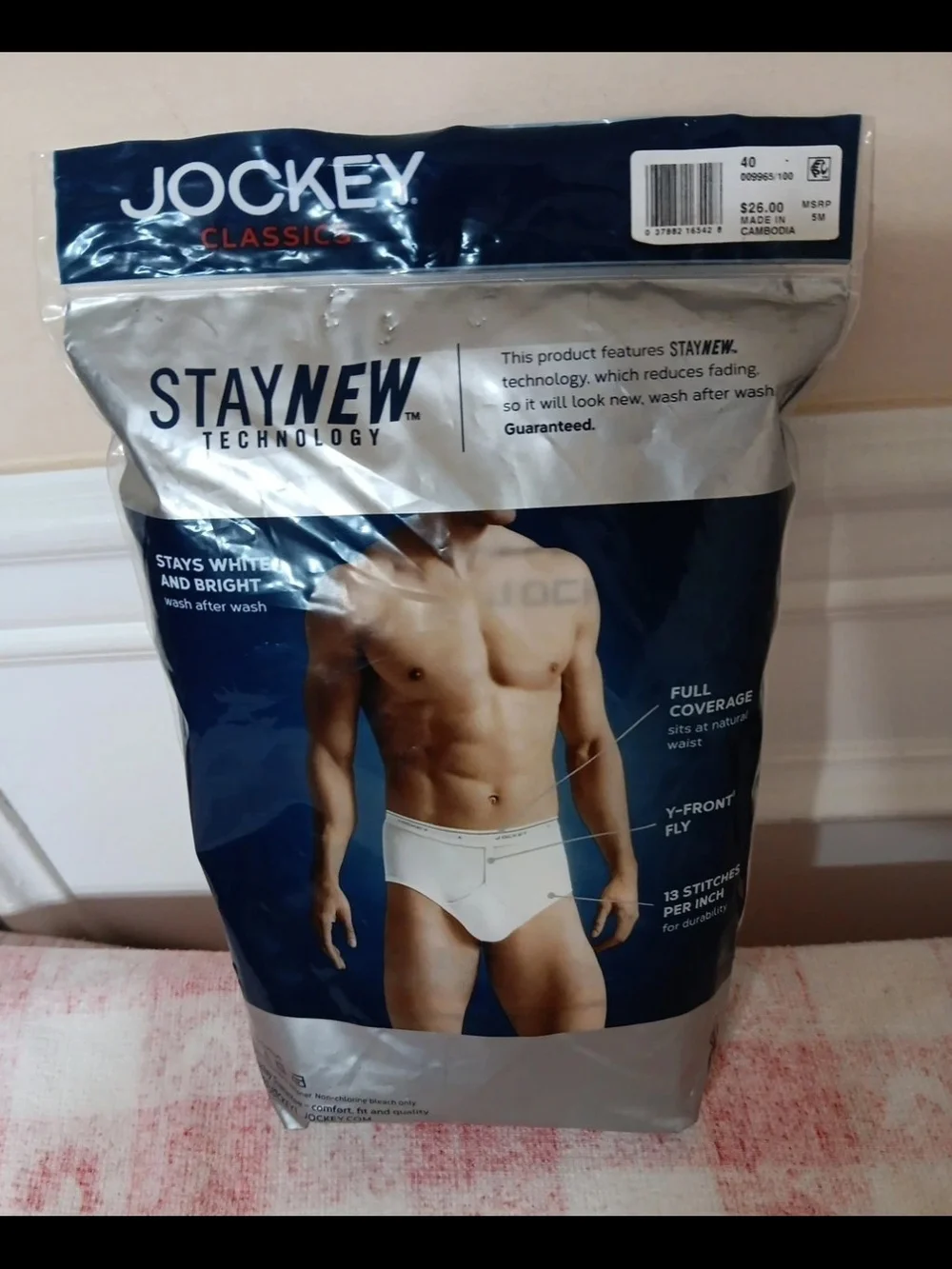 Jockey Classics Men's White Briefs with Branded Waistband - Pack of 4